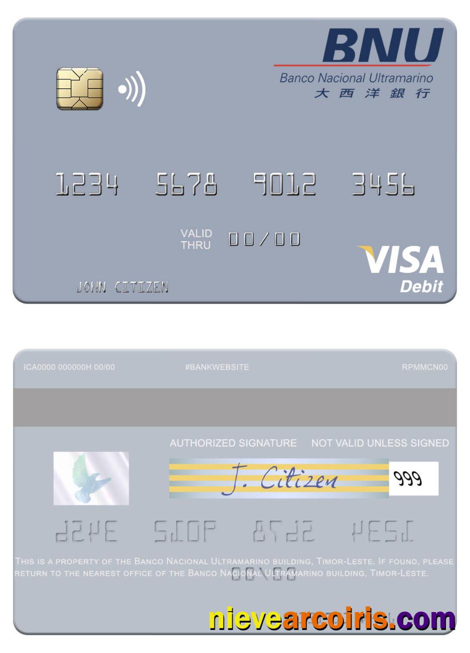 Timor-Leste Banco Nacional Ultramarino building visa debit card